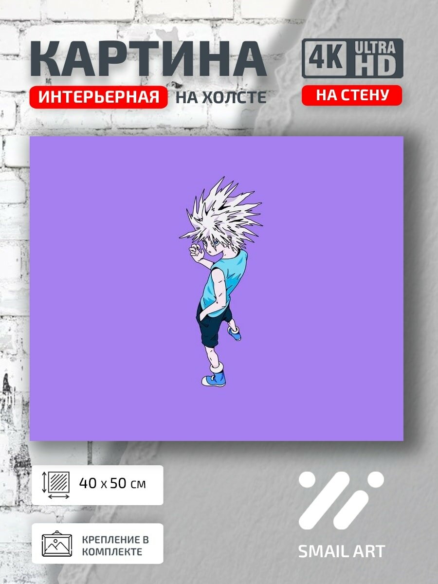 Картина на холсте интерьерная 40 на 50 на стену Киллуа Золдик для студии атмосфера