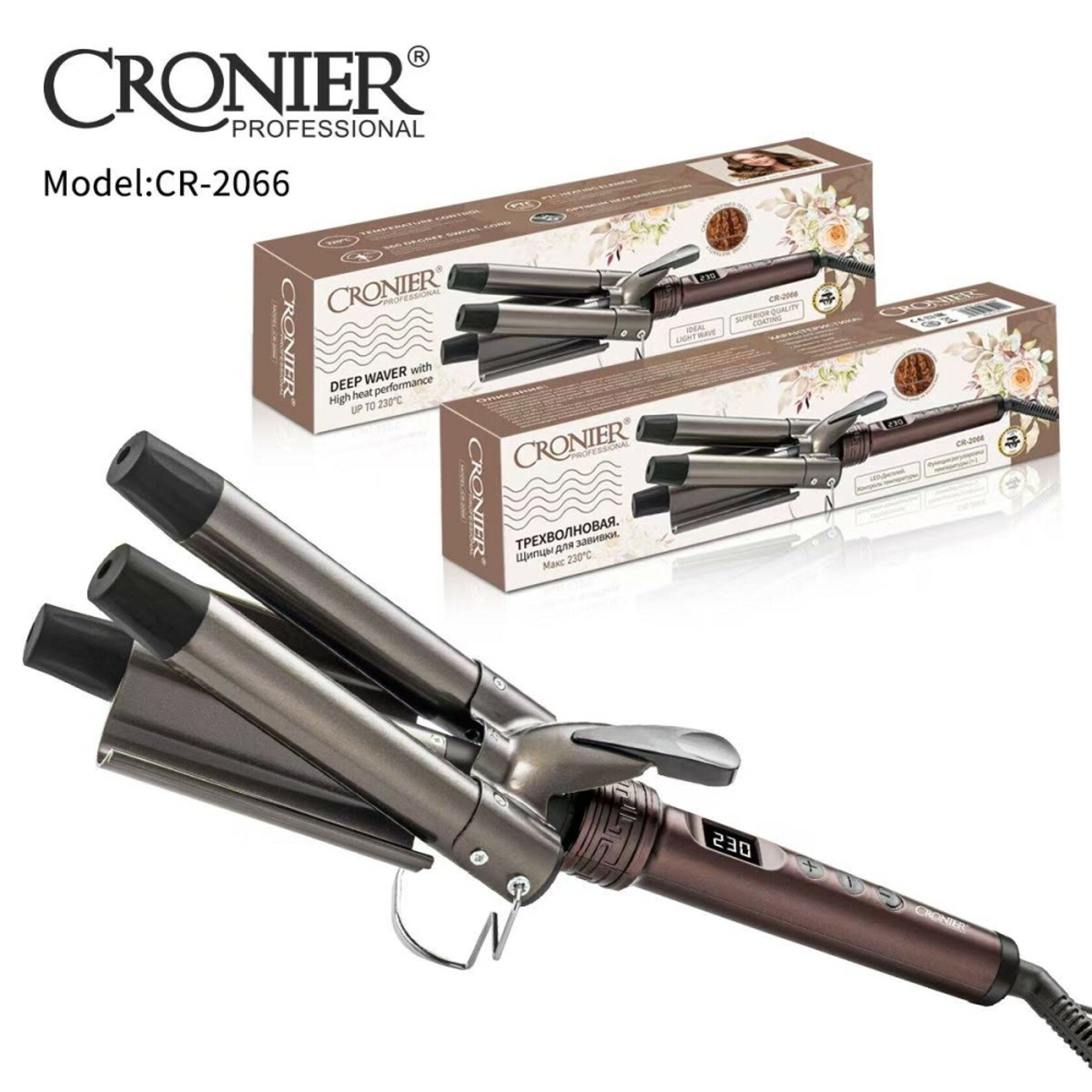 Профессиональная Cronier CR-2066 Deep Waver с тремя лопастями, 230 °C, быстрый нагрев