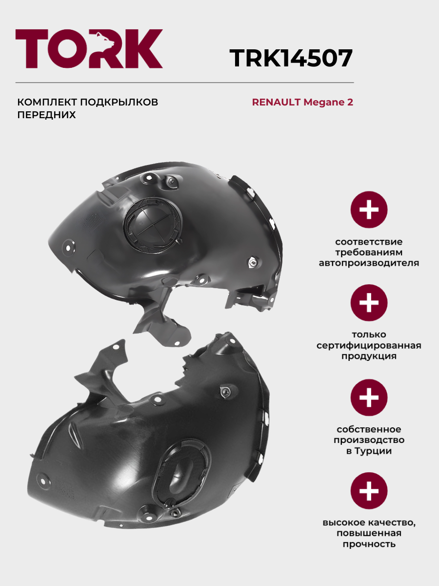 Комплект подкрылков передних (передняя часть) Рено Меган 2 / Renault Megane 2 - ОЕМ: 8200415287, 8200415285