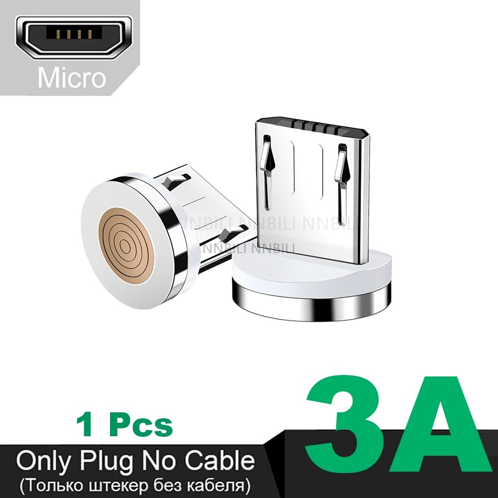 NNBILI 5 шт. 5A круглый магнитный кабельный разъем для iPhone, Type C, 3A Micro 1Pcs for 3A Micro