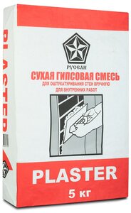 <b>Штукатурка</b> Русеан Гипсовая <b>штукатурка</b> Русеан PLASTER, 5 кг Штукатурная смесь на основе гипсового вяж