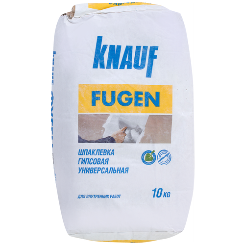 Шпатлевка KNAUF Фуген, серый/белый, 10 кг кнауф базис шпаклевка гипсовая базовая 25 кг knauf базис шпаклевка гипсовая базовая 25 кг