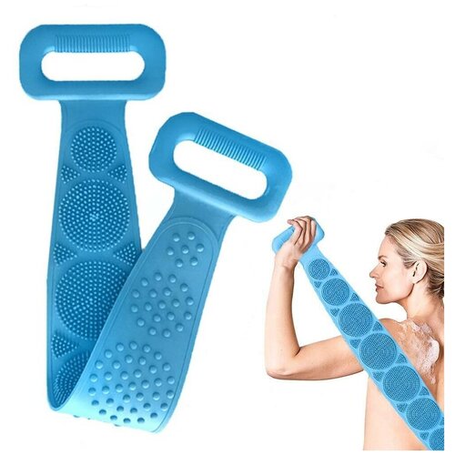 Силиконовая массажная мочалка для душа для тела голубой 269₽