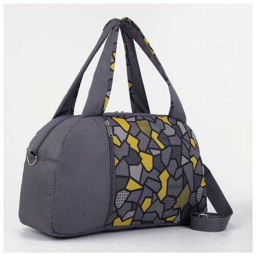 фото Сумка спортивная на молнии с подкладкой, наружный карман, цвет серый зфтс