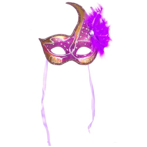 Карнавальная венецианская маска с пером фиолетовая маска карнавальная венецианская с павлиньим пером 300 х 168 мм белая фиолетовая маска маскарадная на праздник 1 шт