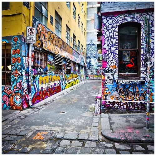 Фотообои Уютная стена "Граффити на стенах улицы" 270х270 см Бесшовные Премиум (единым полотном)