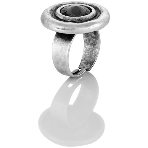 Кольцо L'attrice di base, кристалл, размер 19, серый, серебряный