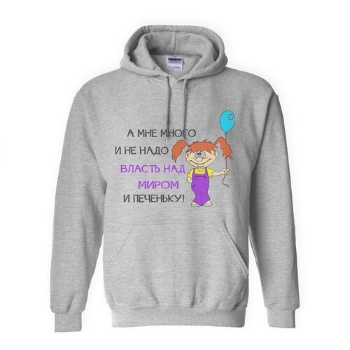 фото Толстовка худи серые coolpodarok а мне много и не надо: власть над миром и печеньку