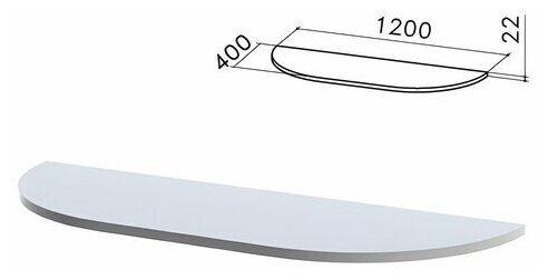 Стол приставной полукруг Монолит, 1200х400х750 мм, без опор (640137), цвет серый, ПМ39.11