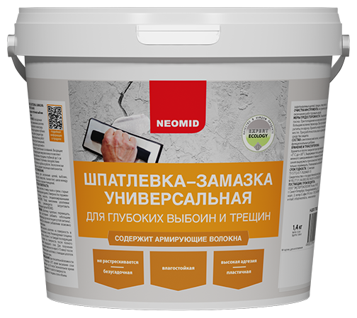 Шпатлевка-замазка универсальная для выбоин и трещин Neomid (1,4кг)