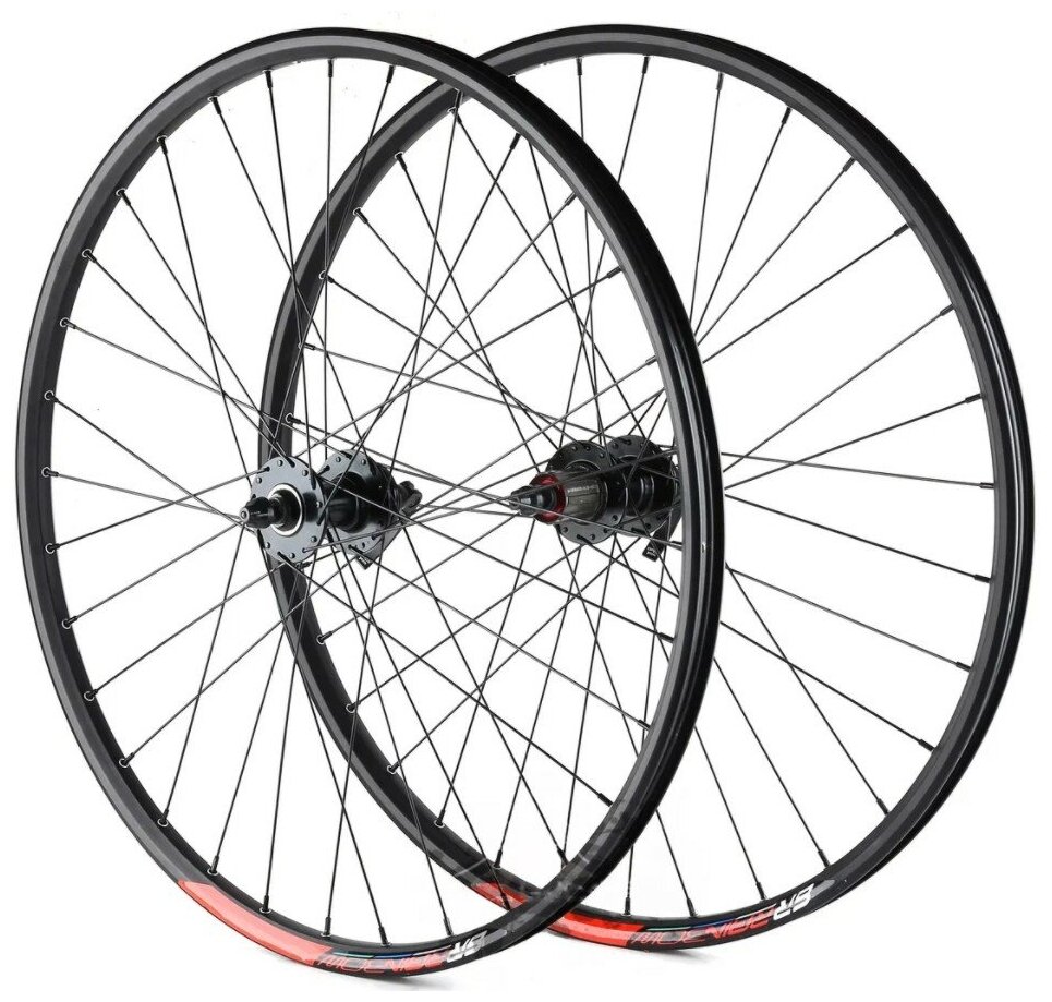 Комплект колес для велосипеда ARISTO MTB-2PRO 26", под дисковый тормоз, втулки WANGZHENG с пром. подшипниками, под кассету 8-10 скоростей, черные