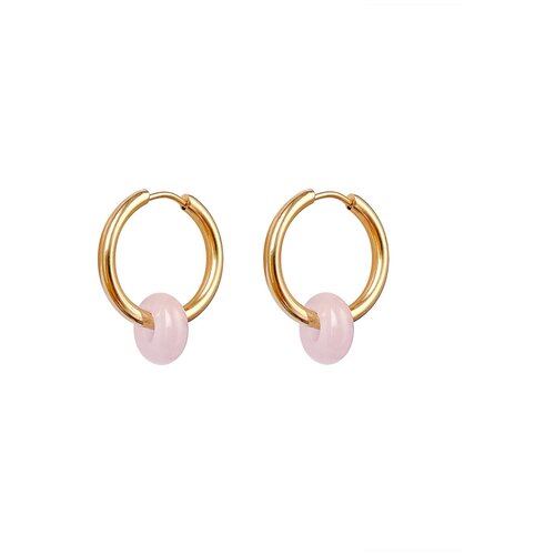 Серьги Strekoza Collection кварц размер 21 мм розовый золотой 2175₽
