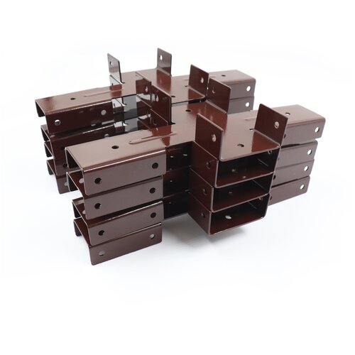 Кронштейн соединительный для забора крашенный/ Х-кронштейн / 60*40 - 1.5 мм, цвет шоколад (8017). Комплект 8 шт.