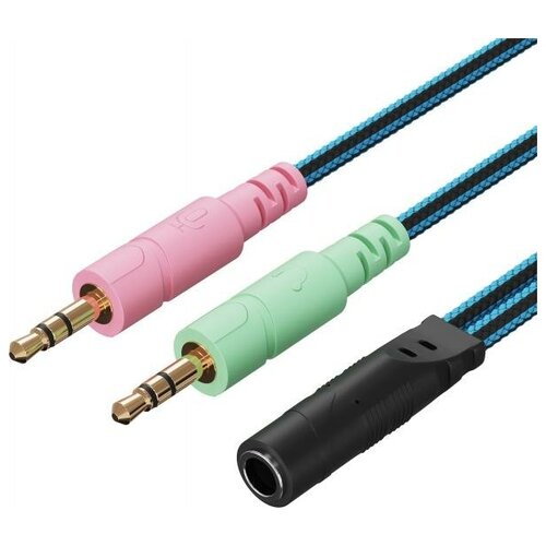 Аудио-разветвитель GSMIN RT-171 переходник на микрофон и наушники Mini Jack 35 мм F - Mini Jack 35 мм M MIC 35 мм M Синий 38500₽