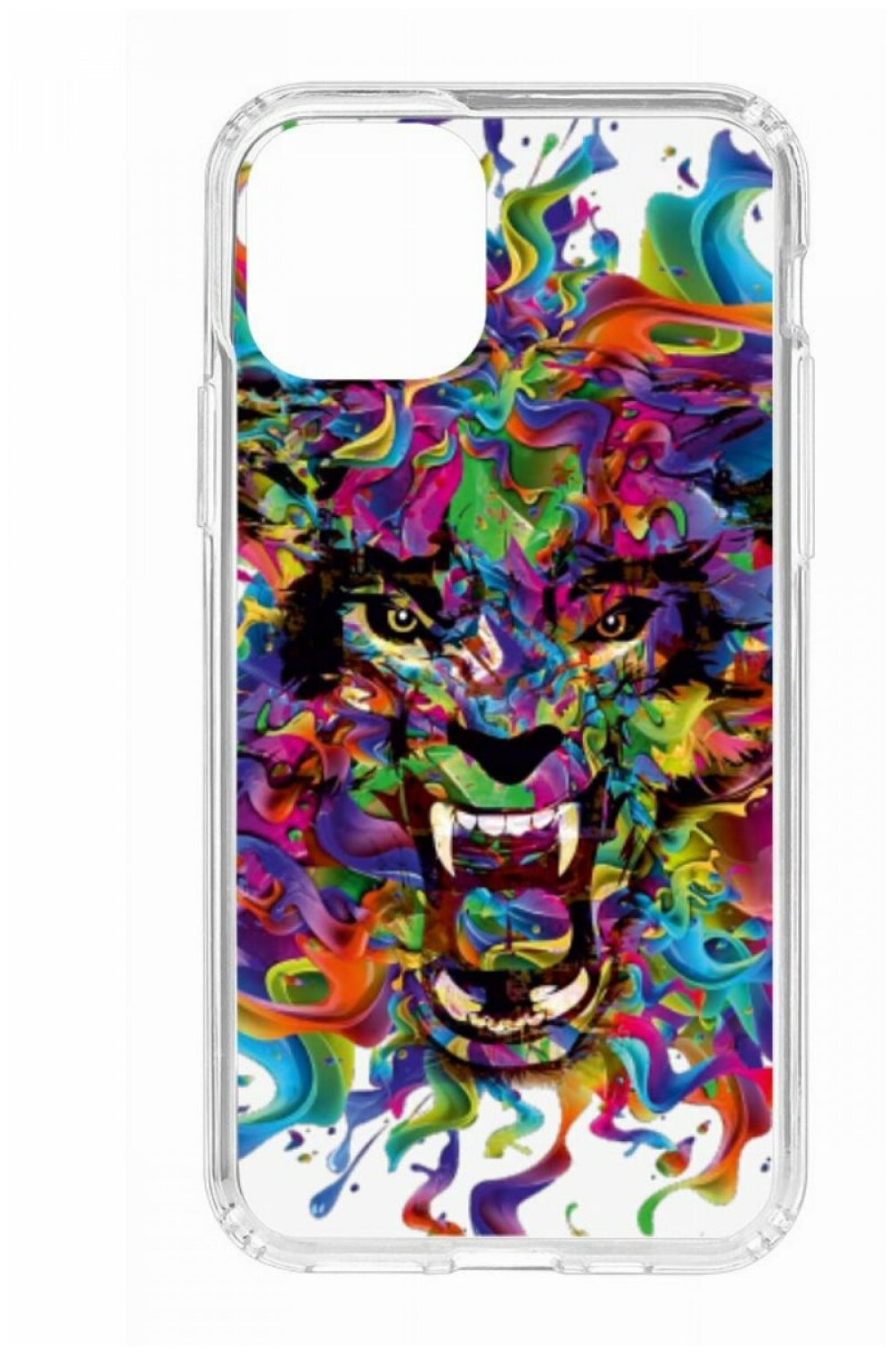 Чехол для iPhone 11 Pro Kruche Print MagSafe Colored beast,прозрачная накладка МагСейф с защитой камеры,с рисунком,противоударный силиконовый бампер