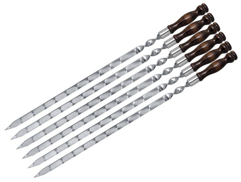 Шампуры широкие 6 шт. с деревянной ручкой 450х16х3 мм