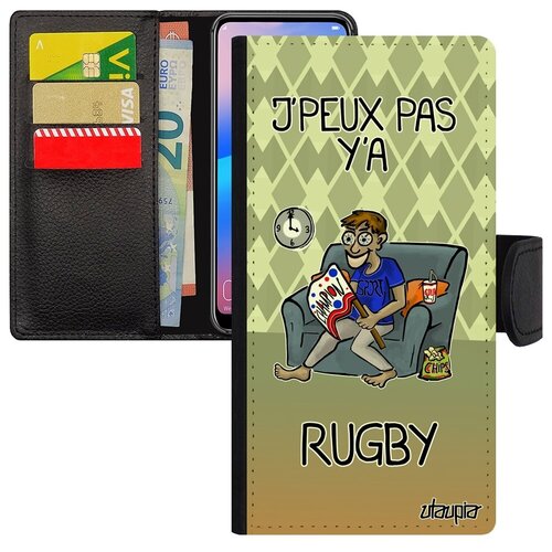 фото Противоударный чехол-книжка на телефон // samsung galaxy s8 // "не могу - смотрю регби!" шутка игра, utaupia, зеленый