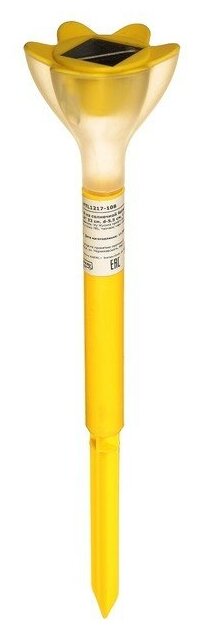 Фонарь садовый на солнечной батарее "Цветок желтый", 29 см, d=6 см, 1 led, пластик - фотография № 8