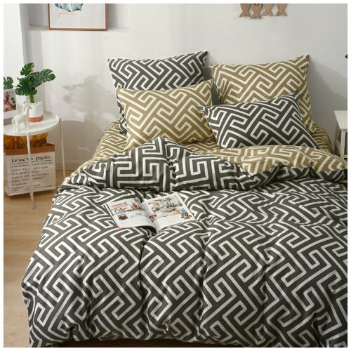 Постельное белье 2-х спальный комплект, 100% Хлопок Сатин. Пододеяльник на молнии, простынь, наволочки 50х70 и 70х70 см (по 2 шт) на молниях