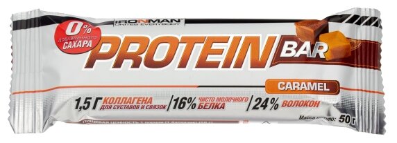IRONMAN Батончик Protein Bar карамель, тёмная глазурь, 50 г