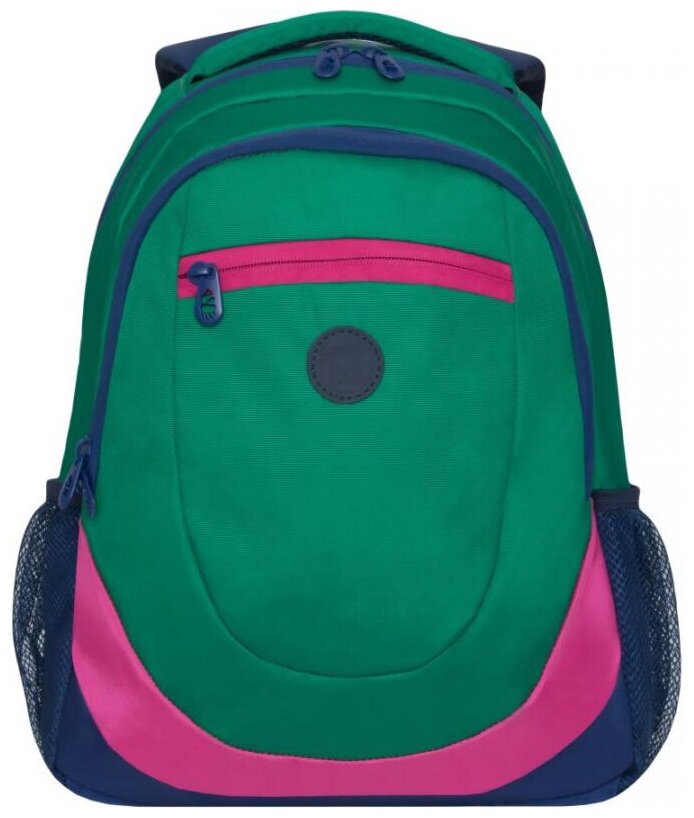 Рюкзак молодежный/школьный/подростковый для учебы, спортивный, городской Grizzly RD-953-1 зеленый - синий, 2 отд карманы, анатом. спинка, 31х42х18