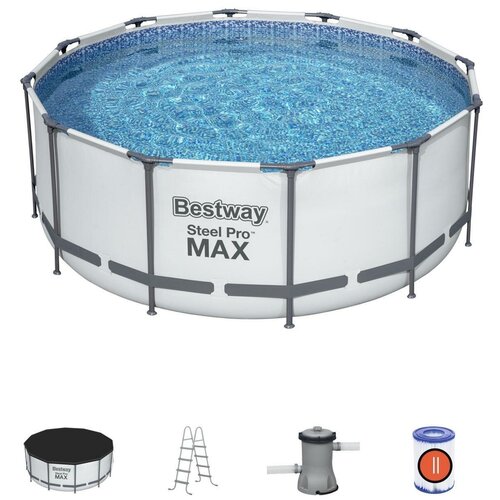 Каркасный бассейн, Bestway, Steel Pro Max 427х107см, 13030л, фильтр-насос 3028л/ч, лестница, тент в комплекте