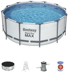 Каркасный круглый бассейн Steel Pro Max 366х122см Bestway 56420 с картриджным фильтром, тентом и лестницей