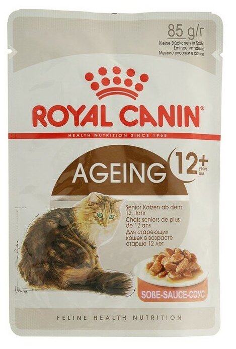 Royal Canin Влажный корм RC Ageing + 12 для кошек, в соусе, пауч, 85 г - фотография № 1