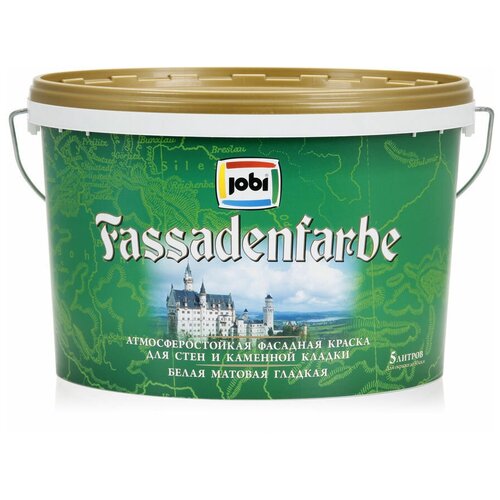 Краска акриловая Jobi FassadenFarbe матовая белый 5 л 5 кг jobi fassadenfarbe краска фасадная 10л