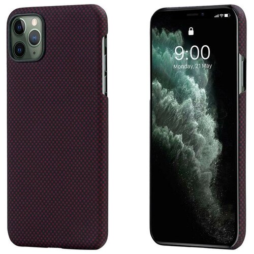 Чехол PITAKA MagCase для iPhone 11 Pro Max бордовый карбон (Plain)