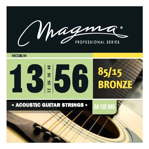 Струны для акустической гитары Magma Strings GA150B85, Серия: Bronze 85-15, Калибр: 13-17-26-36-46-56, Обмотка: круглая, бронзовый сплав 85/15