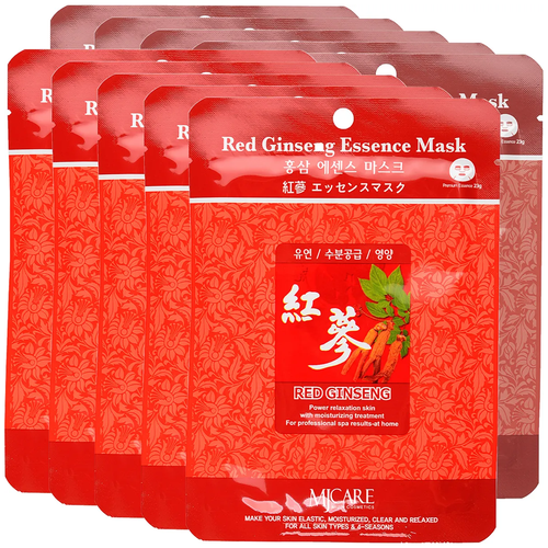 Маска для лица тканевая с красным женьшенем Mijin Red Ginseng Essence Mask, 23 г - 10 шт
