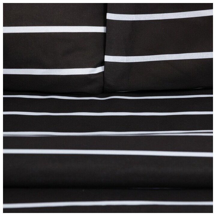 Постельное бельё Этель 2 сп Black stripes 175х215 см, 200х220 см, 70х70 см-2 шт, 100% хлопок, поплин - фотография № 2