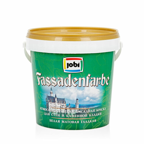 Краска акриловая Jobi FassadenFarbe матовая белый 0.9 л краска акриловая jobi fassadenfarbe матовая белый 5 л 5 кг