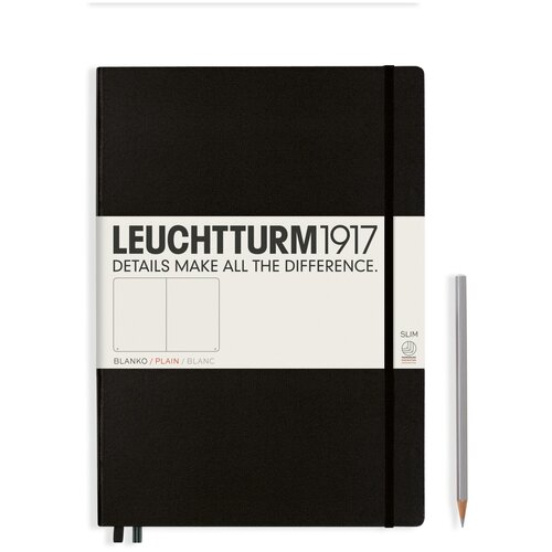 Записная книжка Leuchtturm Master Slim A4+ Black твердая обложка 123 стр без линовки (330754)