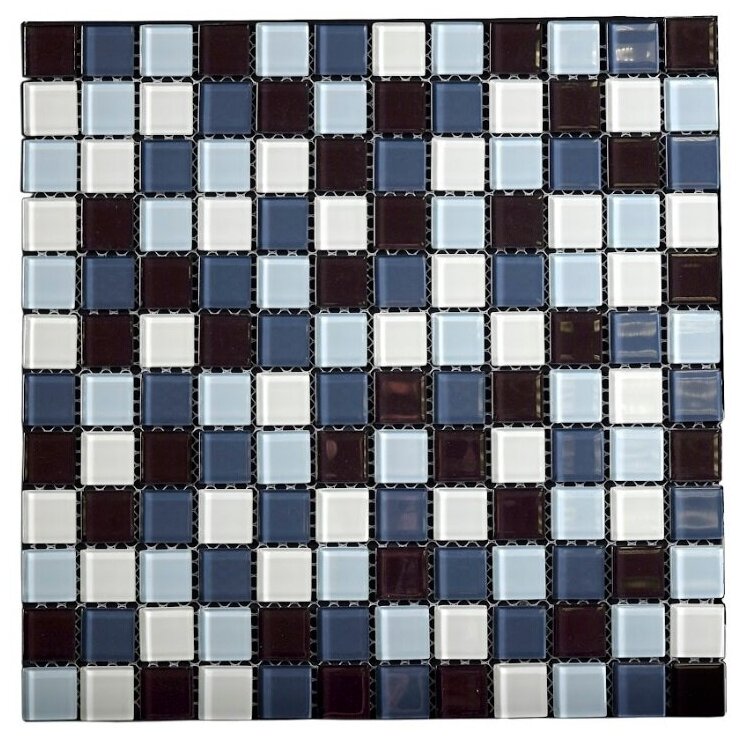 Плитка мозаика GG стекло бело-серо-черный микс 30Х30 см. чип -23х23 мм. плитка настенная/плитка для стены