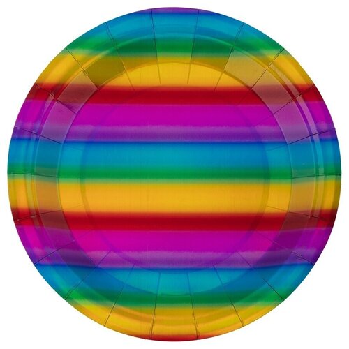 Тарелки бумажные Boomzee круглые, радуга, 6 шт, 5 упаковок (TRL-09)