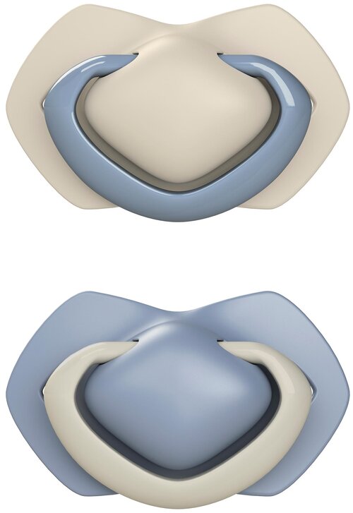 Пустышка силиконовая симметричная Canpol babies Pure Color 0-6 мес., 2 шт., голубой, 2 шт.