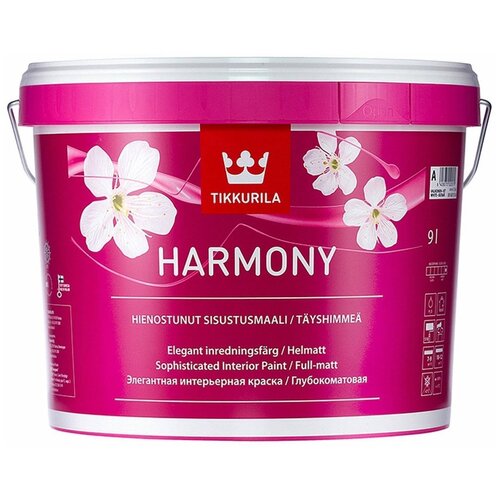 Краска акриловая Tikkurila Harmony глубокоматовая бесцветный 9 л 14 кг краска акриловая tikkurila perfecta глубокоматовая бесцветный 9 л 14 кг