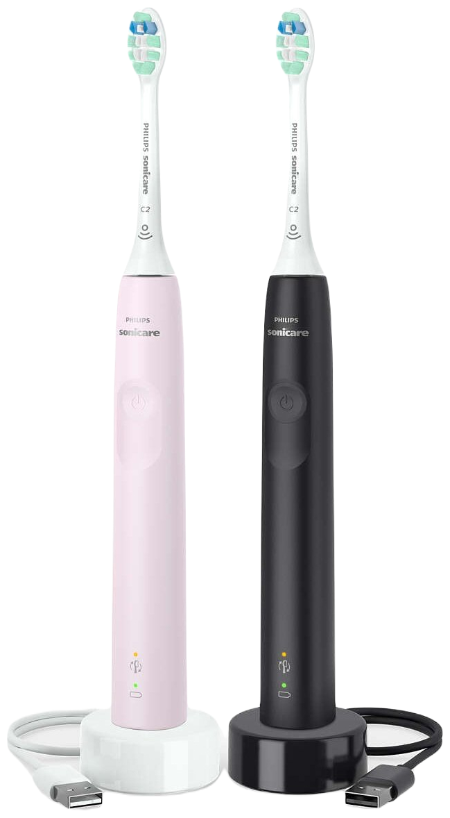 Набор зубных щеток Philips Sonicare HX3675/15 3100 series розовый, черный