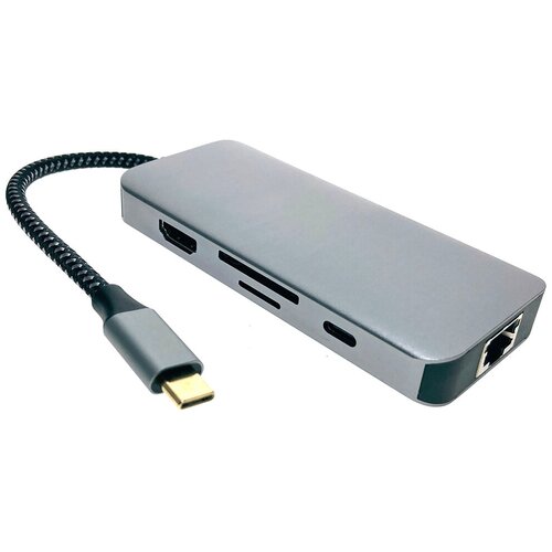 Адаптер USB Type-C to Gig Lan+HDMI+USB+SD/TF, модель UHLUC ver2, Espada d link сетевое оборудование dub 2325 a1a концентратор с 2 портами usb 3 0 1 портом usb type c слотами для карт sd и microsd и разъемом usb type c