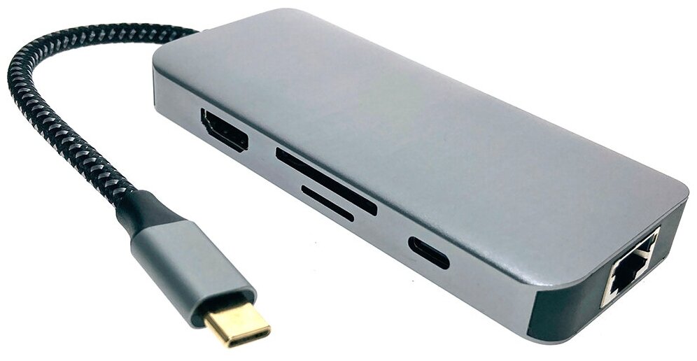 Адаптер USB Type-C to Gig Lan+HDMI+USB+SD/TF, модель UHLUC ver2, Espada