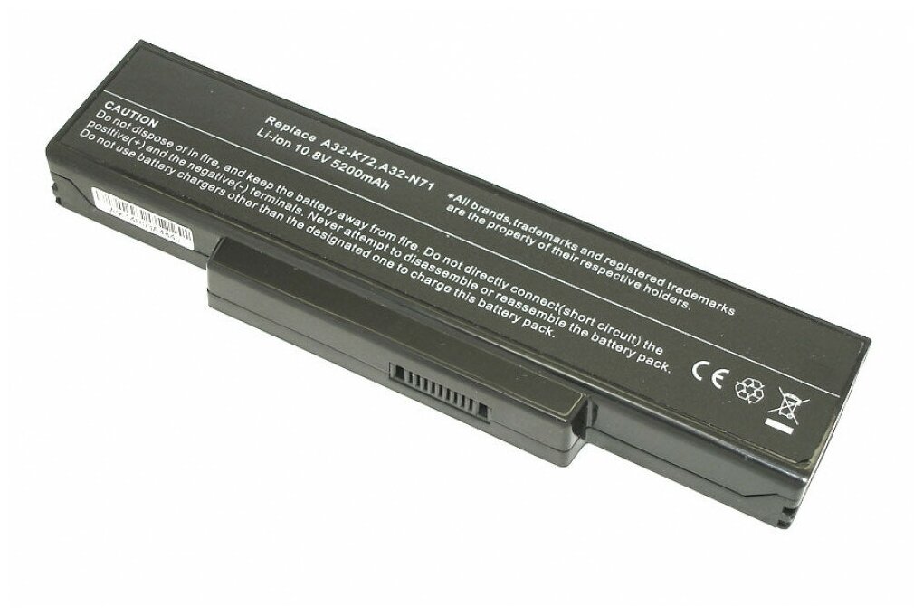 Аккумулятор (Батарея) для ноутбука Asus K72 5200mAh REPLACEMENT черная