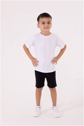 Комплект детский Золотой ключик- белая футболка, черные шорты, размер 122