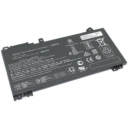 Аккумуляторная батарея для ноутбука HP ProBook 430 G6 (RE03-3S1P) 11,55V 45Wh черная аккумулятор для ноутбука zeepdeep hp probook 430 g6 430 g7 440 g7