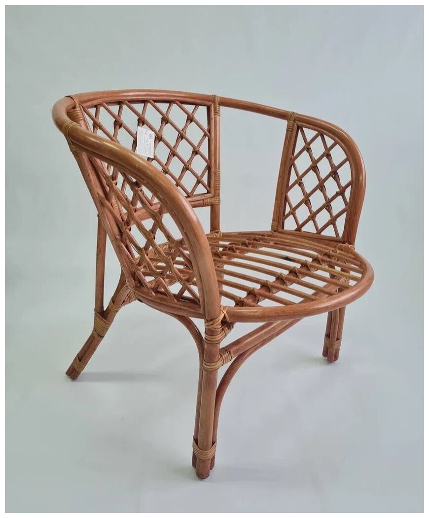 Кресло из натурального ротанга с кофейной подушкой Багама, цвет миндаль - фотография № 5
