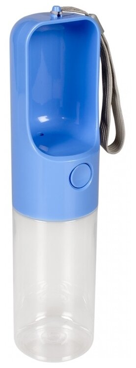 Бутылка для собак дорожная с кнопкой, DUVO+ синяя, 450мл (Бельгия) - фотография № 1