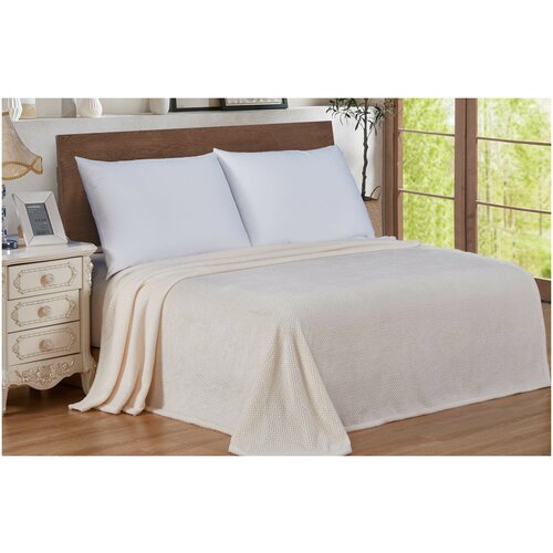 Покрывало велсофт пиноли размер 220х240 витэлия в подарочной упаковке серо-голубой