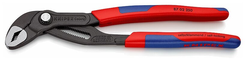 Клещи KNIPEX COBRA переставные, 50мм (2"), под ключ 46мм,250мм, серые,2К ручки