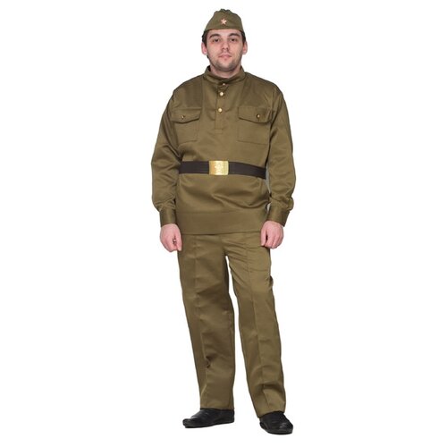 костюм военного пилотка гимнастёрка ремень георгиевская лента р 46 48 рост 170 180 см Костюм Бока, размер 50-52, хаки